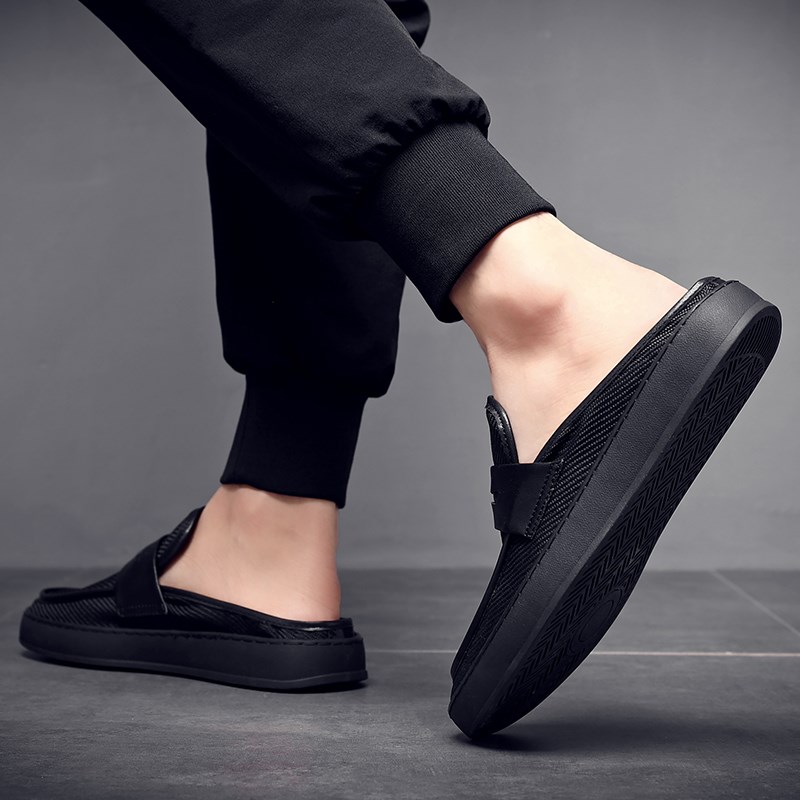 拖鞋男夏季透气鞋包头拖鞋男室外韩版个性懒人半拖鞋男国潮无跟鞋