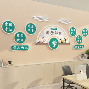 教师办公室文化墙面贴纸布置装 饰学校园师德风辅导育培训机构背景