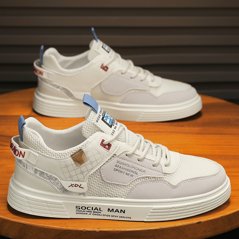 夏季男鞋休闲鞋透气薄款网面运动百搭软底学生宽脚板鞋男大码4546