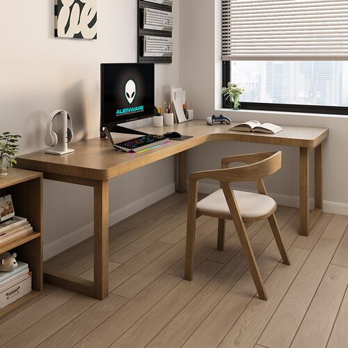 实木拐角书桌转角书桌转角桌L型书桌台式电脑办公桌墙角写字书桌