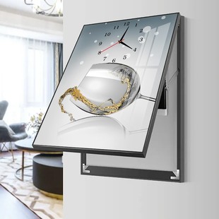 竖版电表箱装饰画遮挡箱带钟w表免打孔现代简约开关盒挂画餐厅酒