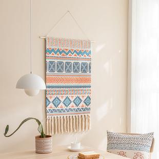 波西米亚风挂毯棉线编织背景墙壁毯宿舍卧室床头装饰布艺挂画挂布