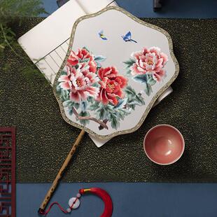 筛月古风团扇 苏绣双面绣 婚礼手工宫扇结婚新娘古装刺绣汉服扇子