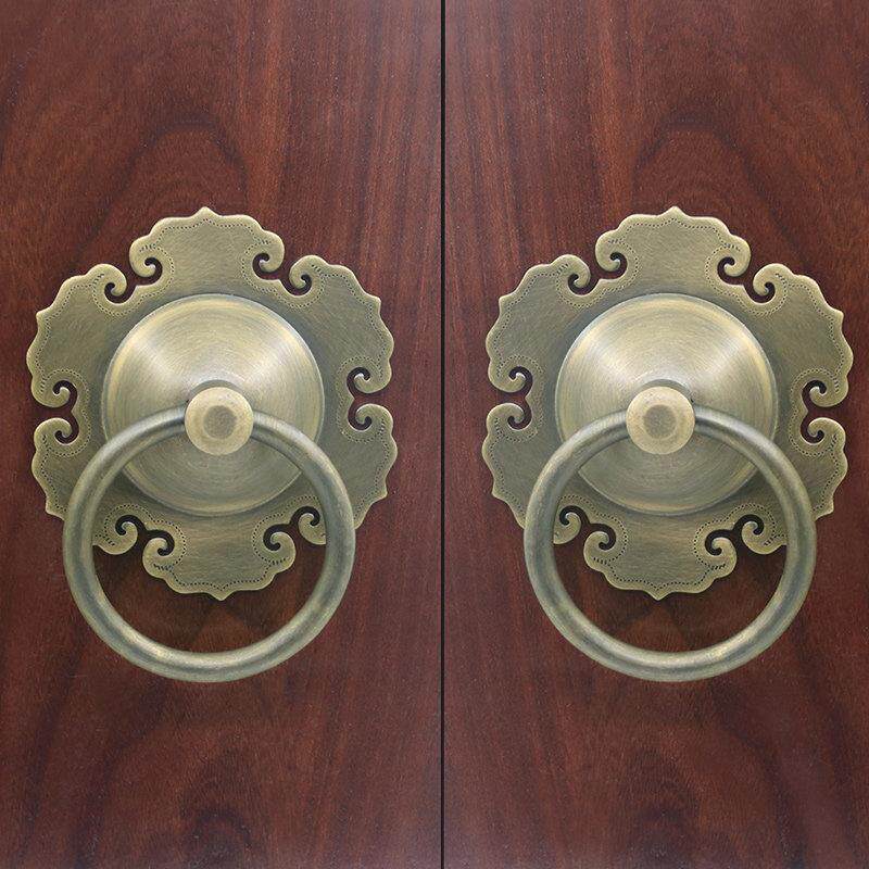 昊天斋新中式彷古拉手铜大门拉环古典大门钹黄铜把手铜老式门环