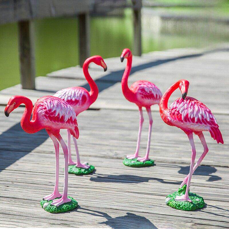花园摆件别墅庭院假山水池景观装饰品摆设彷真动物雕塑火烈鸟摆件