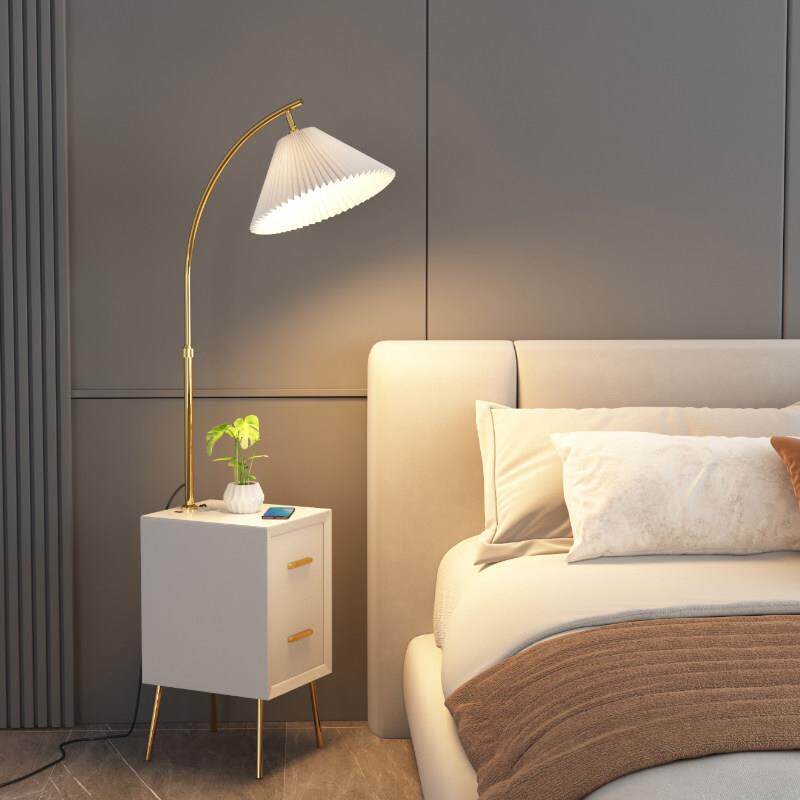 床头柜落地灯卧室房间客厅边几茶几抽屉高级感轻奢置物架台灯一体