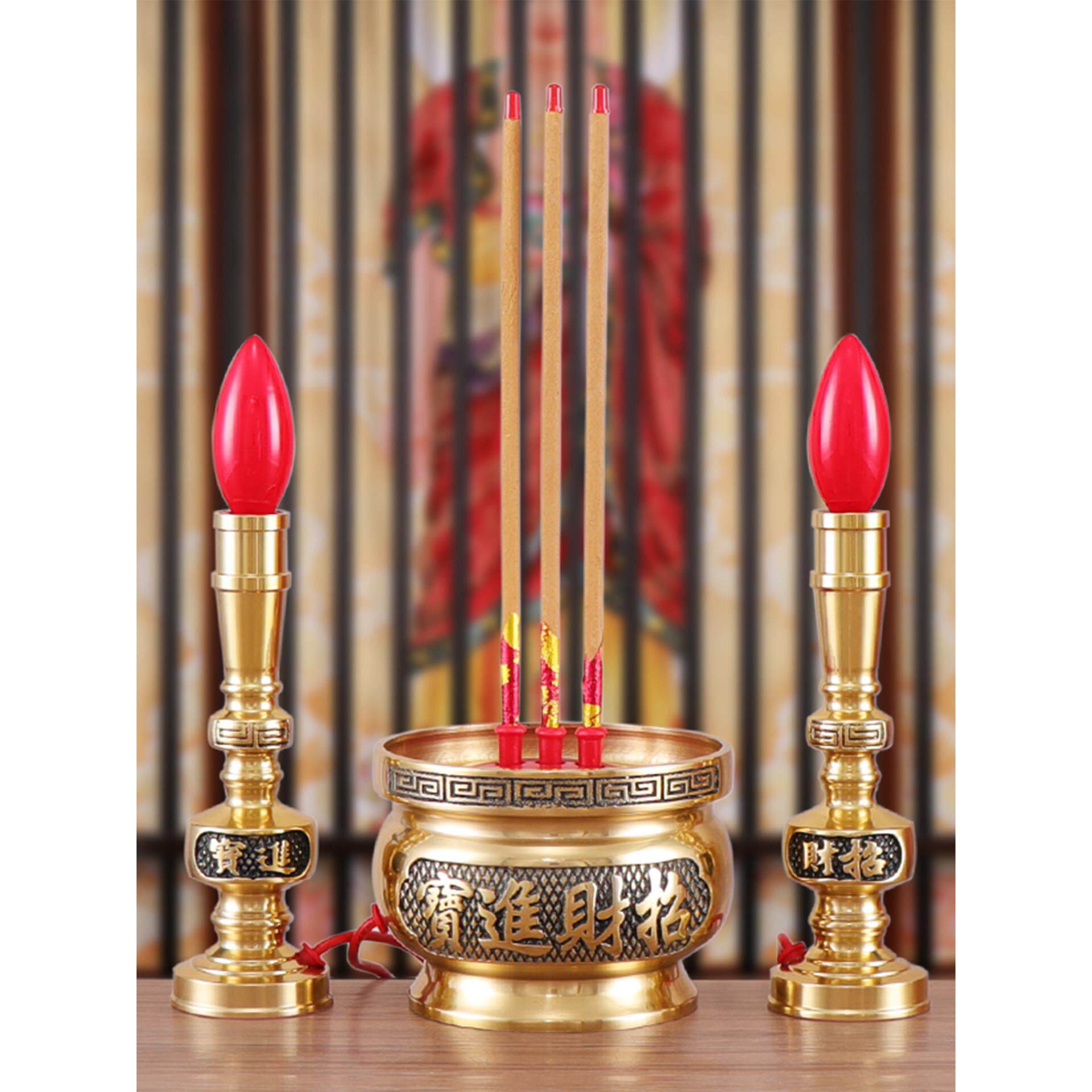 电子蜡烛数码香炉香炉家用佛坛供佛拜纯铜插电香烛财神祭祖