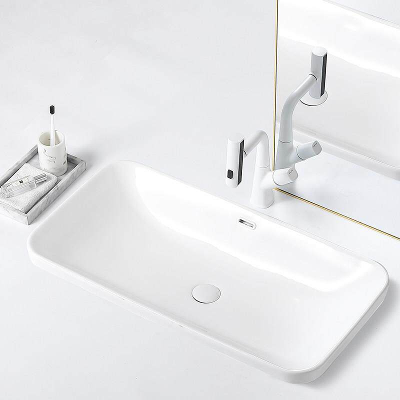 超薄边大尺寸台中盆半嵌入式陶瓷台盆化妆室家用洗脸盆阳台洗手盆