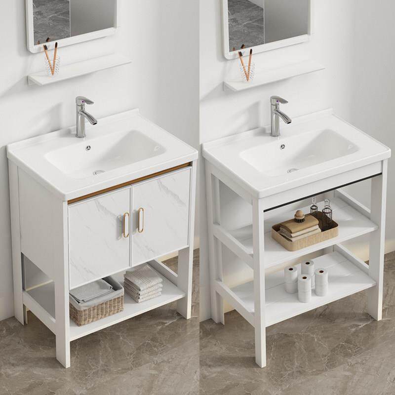 落地式太空铝洗手盆浴室柜组合小户型简易阳台一体陶瓷洗漱台脸盆