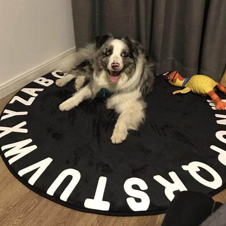 黑色小地毯圆形书房间卧室床边毯子镜前化妆椅电竞转椅子地垫耐脏