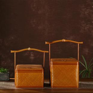 中式手工竹编提篮提盒果篮国风家用筇竹茶具收纳篮收纳筐食盒礼盒