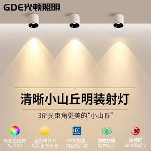 射灯防眩超薄吸顶式 明装 筒灯家用背景墙无主灯客厅玄关深杯小山丘