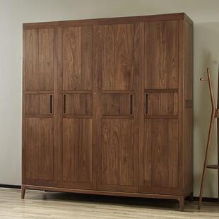 黑胡桃实木衣柜2米宽现代简单储物卧室简单平门大衣柜