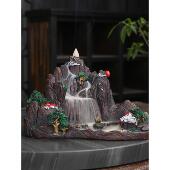 天然檀香倒流香炉大号薰香炉家用卧室内去味除臭创意摆件锦绣山河