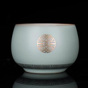 高档汝窑茶杯主人杯大号品茗杯可养开片汝瓷单杯陶瓷功夫茶具杯子