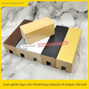 室内简约钢化玻璃楼梯扶手 覆式实木卡槽玻璃扶手 阁楼实木头扶手