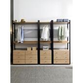 斯堪 卧室储物柜金属 衣柜落地式 纳维亚铁质实木衣架步入式 开放式