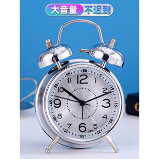 富达夜光学生儿童时尚简约床头金属机械环静音闹钟夜灯创意闹钟