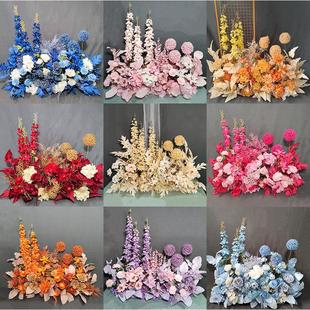高端千代兰加密婚庆彷真地排花婚礼背景花婚礼堂T台路引绢花装饰