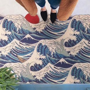 进门日式 神奈川冲浪 可裁剪地毯家用玄关入户门口防滑大面积地垫
