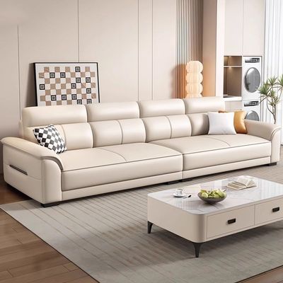 北欧2025新款猫抓皮现代简约网红款客厅小户型直排三人位真皮沙发