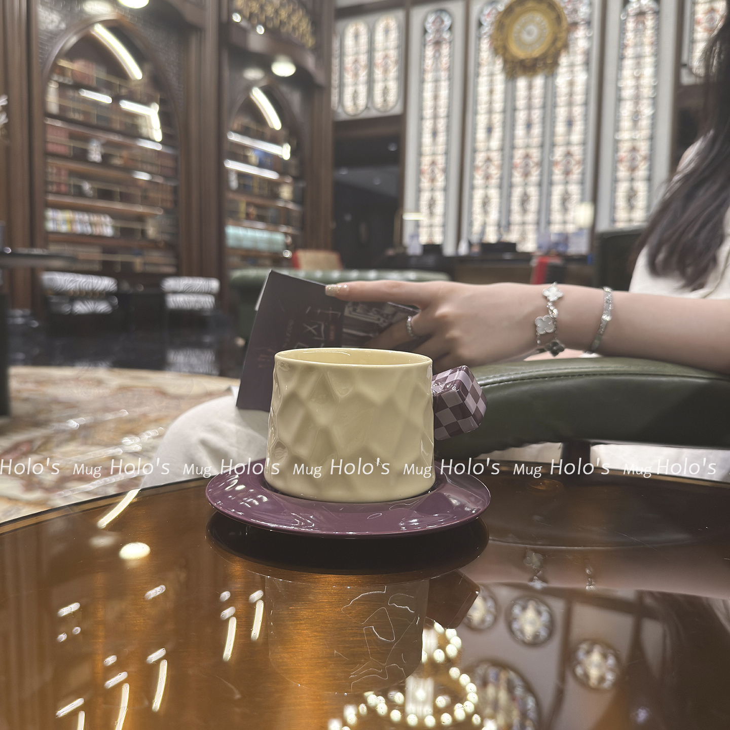 高冷魔方紫咖啡杯套装高级感欧式杯子宫廷风小众下午茶水杯伴手礼