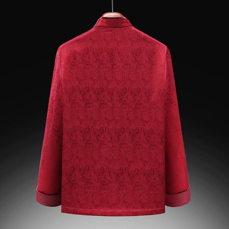中老年唐装男秋季长袖外套中式立领盘扣宽松上衣中国风宴会爸爸装,男装,唐装,淘宝优惠券,粉丝福利购,淘宝优惠卷