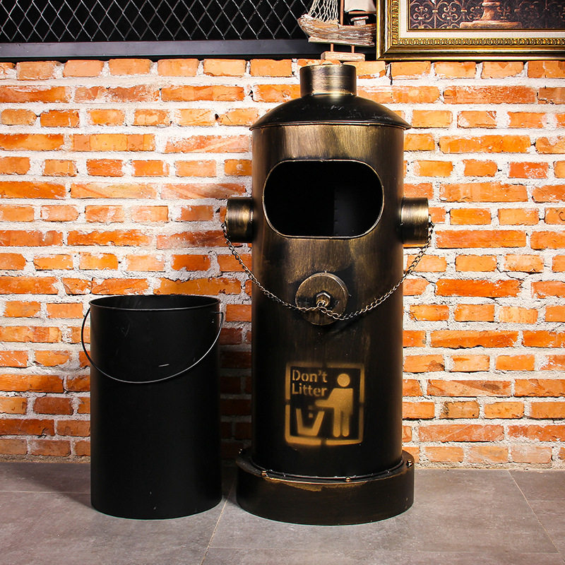 美式铁桶油桶垃圾桶铁艺复古工业风创意酒吧垃圾箱卫生桶摆件