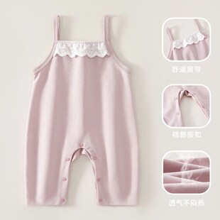 宝宝衣服婴儿无袖连体衣秋季款背带裤外出可爱套装柔滑婴儿连体衣