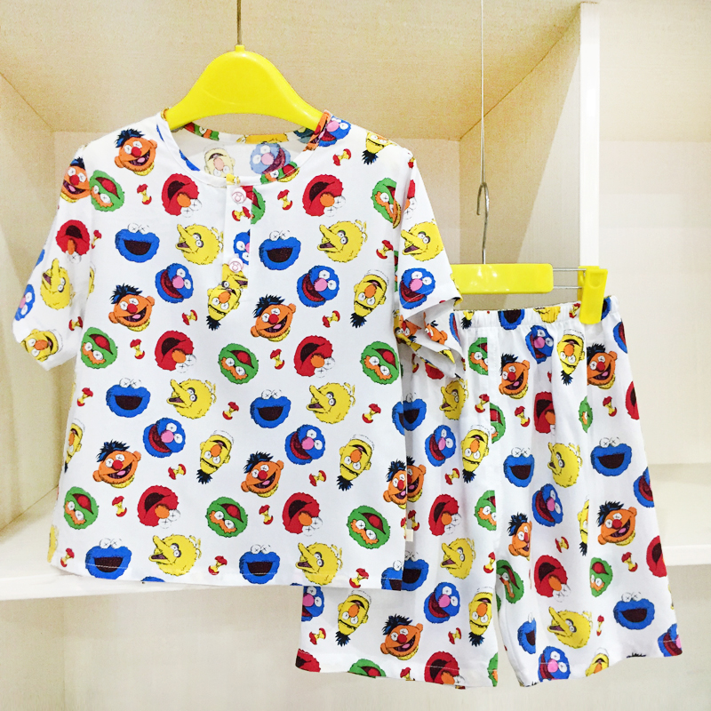 定做儿童睡衣宝宝衣60支棉绸套装男孩女孩短袖短裤家居服空调服