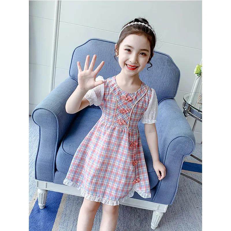 童装女童2021新款连衣裙夏装改良格子小女孩公主裙夏季儿童旗袍裙