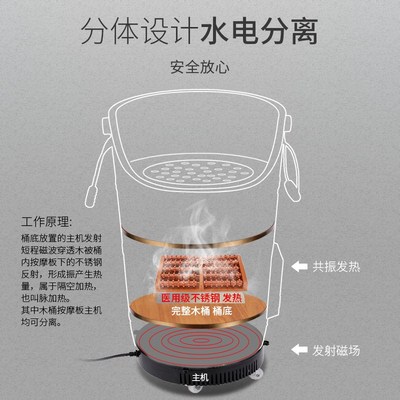 超康泡脚木桶加热恒温洗脚足浴盆多用熏蒸桶高深桶过膝盖家用实木