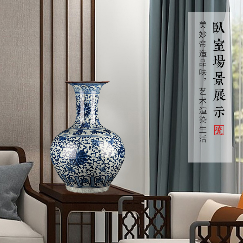 仿古官窑大号花瓶景德镇陶瓷中式家居客厅电视柜玄关复古装饰摆件