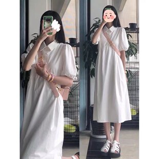 2024年新款 气质长裙女装 早春装 白色衬衫 法式 连衣裙子夏装 学生薄款