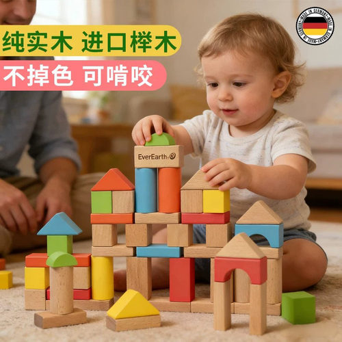 德国宝宝积木大颗粒婴儿拼搭实木
