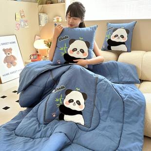 熊猫抱枕被子两用四季 2024新款 通用汽车靠枕办公室午睡毯子空调被