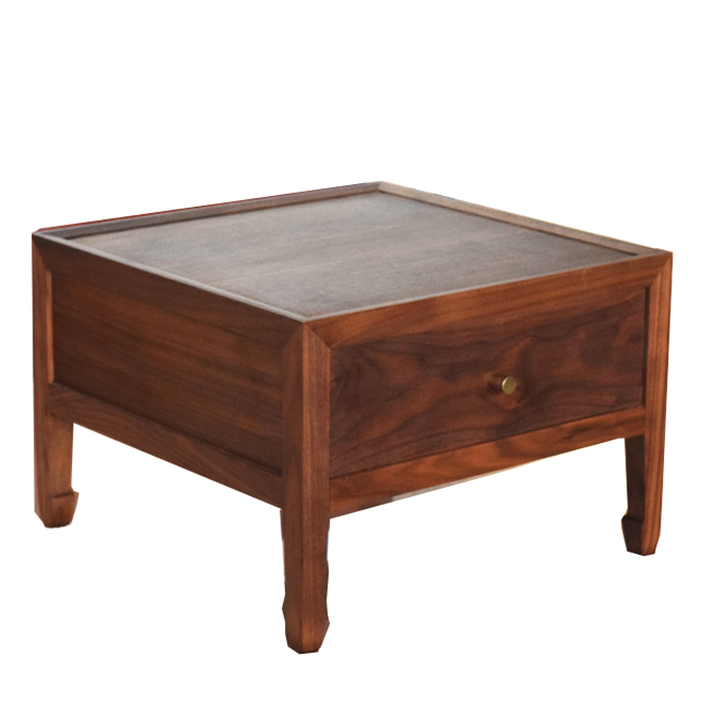 榻榻米方台小茶桌阳台飘窗几中式客厅软装样板罗汉床黑胡桃床头柜