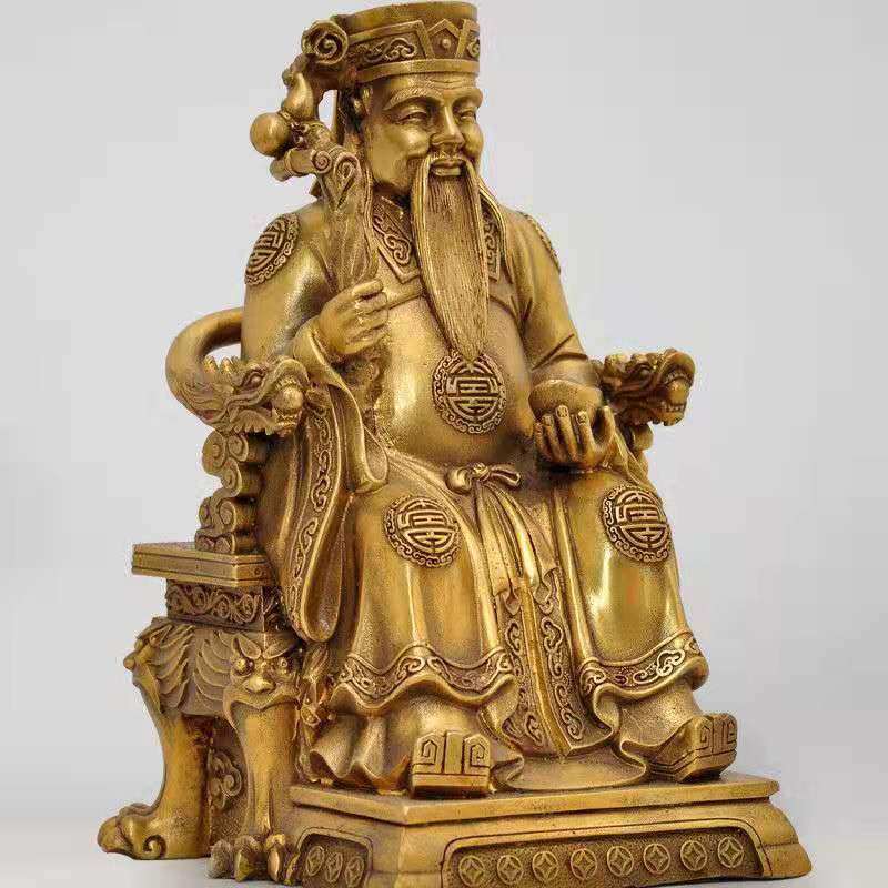 纯铜土地公神像供奉小庙家用福德正神地主公公镇宅土地婆摆件