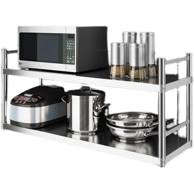 厨房不锈钢两层挂墙置物架壁挂式墙上储物架饭店调料锅具收纳架子