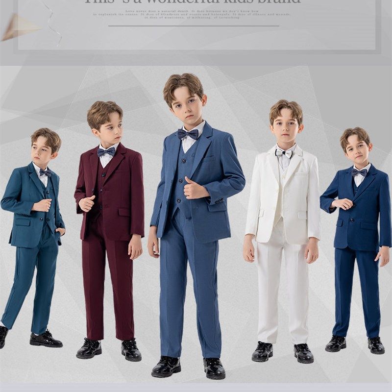 儿童西装礼服套装男童主持人朗诵演讲钢琴演出服男孩西式婚礼服装