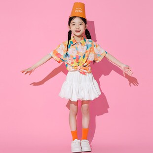 港风儿童服装女童复古走秀男童套装80年代演出服怀旧童装90幼儿园