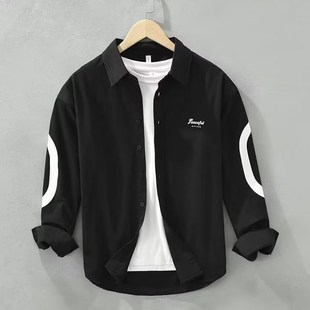 纯棉春秋季 长袖 工装 全棉潮衬衣寸衫 休闲上衣 男士 外套衣服男装 衬衫