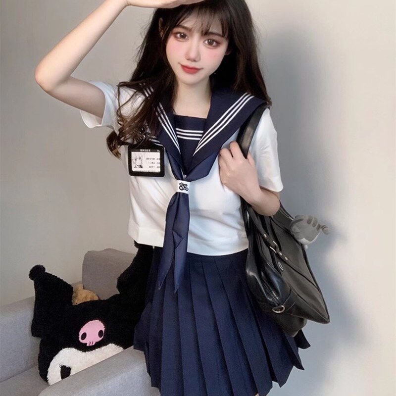 【绀领白三本】jk制服学院风套装短袖夏季上衣基础款水手服裙全套