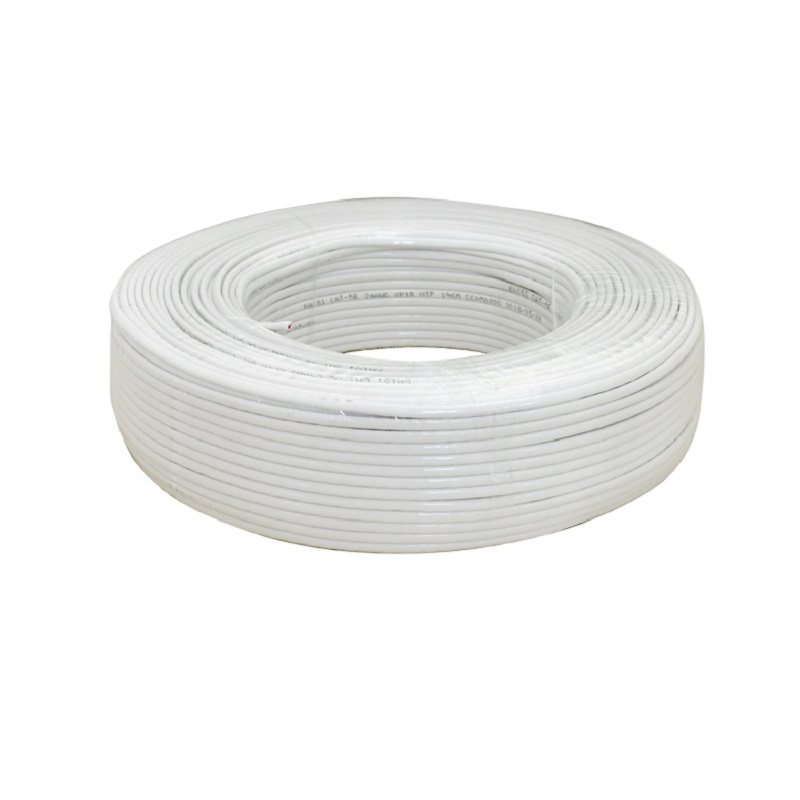 酷比客100米白色4芯纯铜电话线RJ11工程家装语音布线办公机房专用