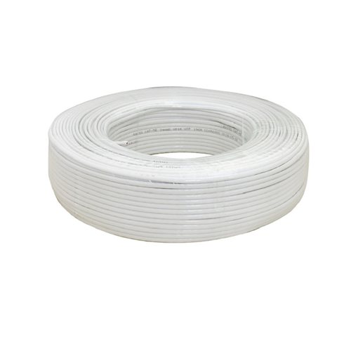 酷比客100米白色4芯纯铜电话线RJ11工程家装语音布线办公机房专用