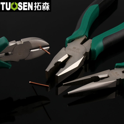 拓森镍铁尖嘴钳钢丝钳6寸8寸多功能电工钳多用钳老虎钳斜嘴斜口钳