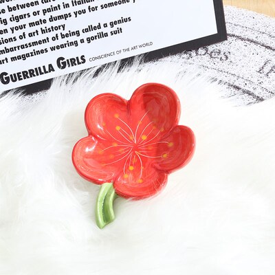 可爱花朵创意陶瓷肥皂盒沥水排水家用洗手台香皂置物架高颜值皂碟