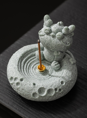 青砂石创意十二生肖香插茶宠香座家用室内线香茶道桌面摆件装饰品