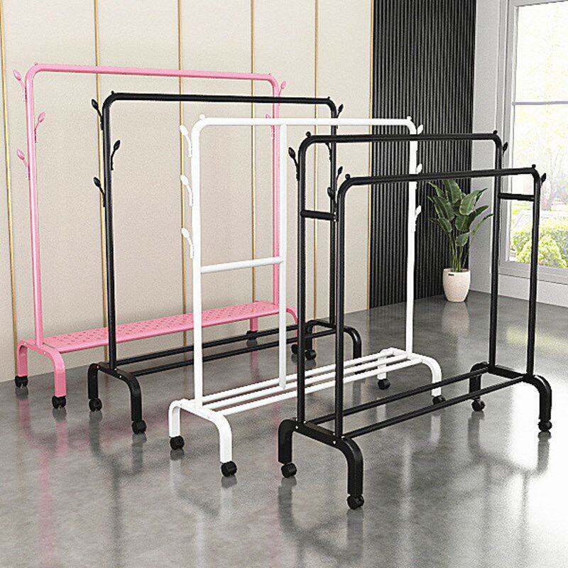 加厚家用不锈钢晾衣架落地卧室摺叠x型室外阳台单杆式架子伸缩