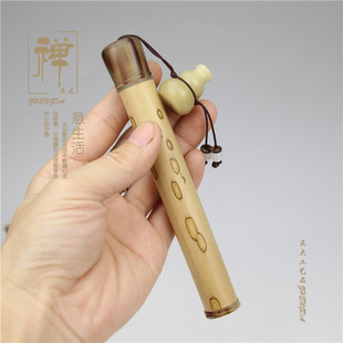 线香筒 精品竹镶花牛角螺口长款 葫芦香插沉檀线香管